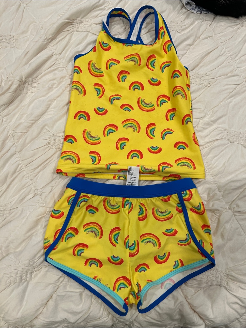 LL BEAN Yellow Rainbow Tankini Set